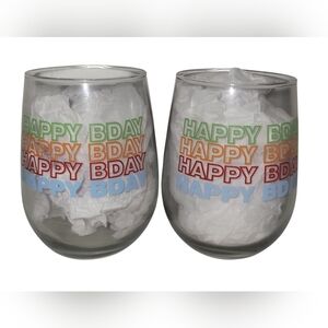 2 Piece Colorful Happy Birthday Stemless Wine Glasses